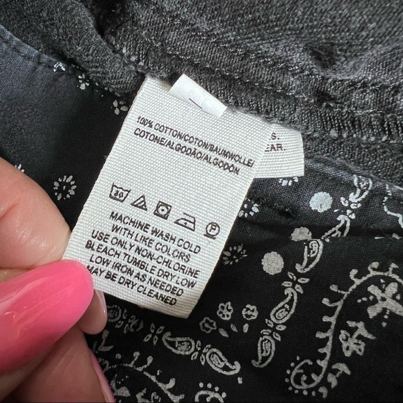 Free People Jean Skirt Women Size 30 Button Front Washed Black Mini High Rise CL - Picture 8 of 8